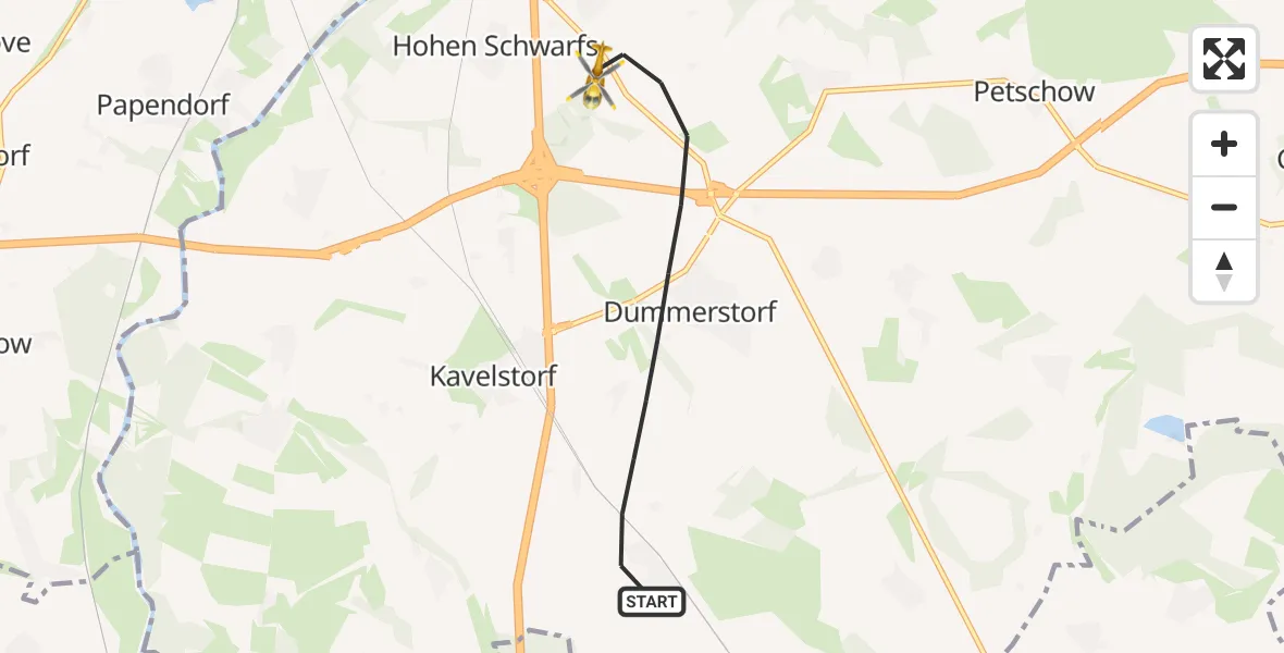 Flugroute Ambulanzhubschrauber Dummerstorf - Dummerstorf, 11 Oktober 2026, 08:21