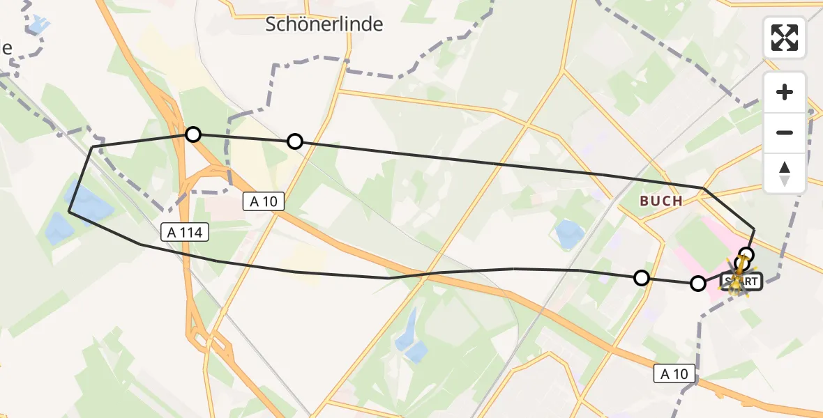 Flugroute Rettungshubschrauber Helios Clinic Berlin-Buch - Helios Clinic Berlin-Buch, 11 Oktober 2026, 08:52