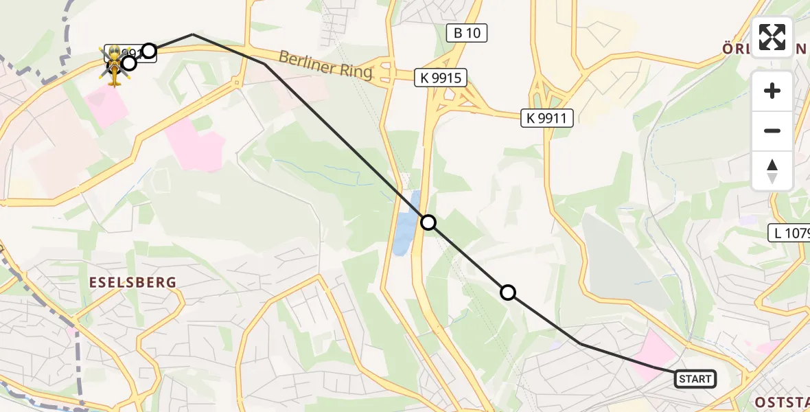 Flugroute Rettungshubschrauber Ulm - ADAC Air Rescue Station Ulm (Christoph 22), 11 Oktober 2026, 09:08