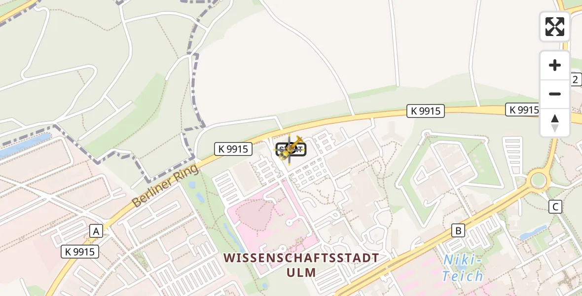 Flugroute Rettungshubschrauber Ulm Military Hospital Emergency - ADAC Air Rescue Station Ulm (Christoph 22), 11 Oktober 2026, 09:14