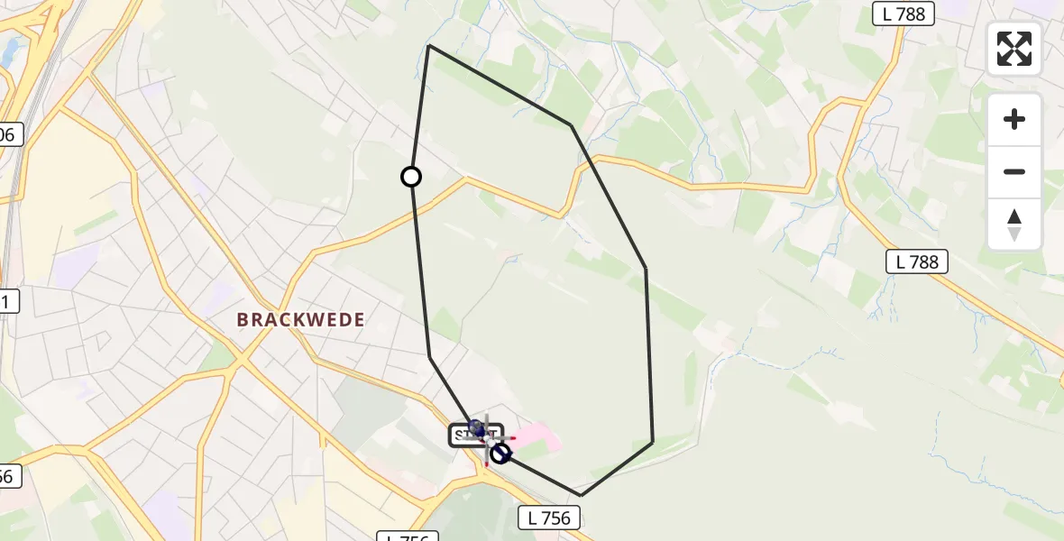 Flugroute Polizeihubschrauber Luftrettungszentrum Bielefeld - Luftrettungszentrum Bielefeld, 11 Oktober 2026, 09:49