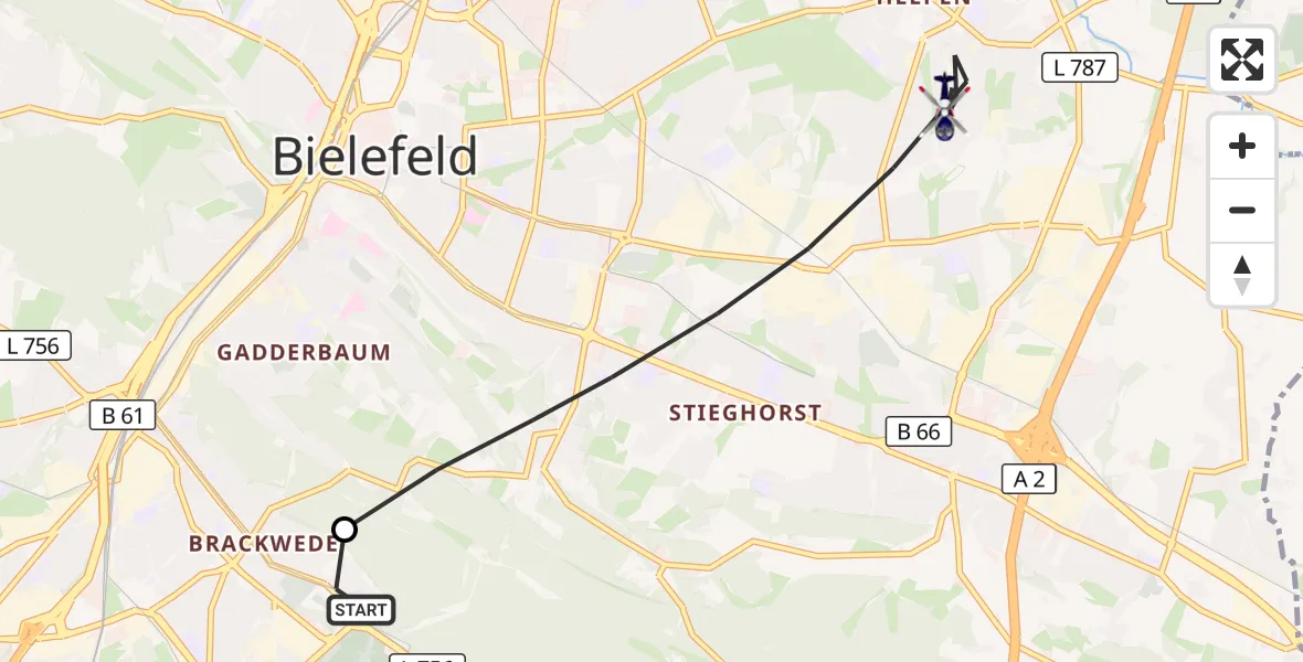 Flugroute Polizeihubschrauber Luftrettungszentrum Bielefeld - Bielefeld, 11 Oktober 2026, 10:03