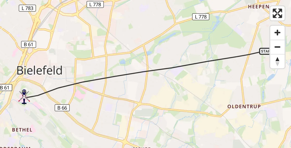Flugroute Polizeihubschrauber Bielefeld - Bielefeld, 11 Oktober 2026, 10:52