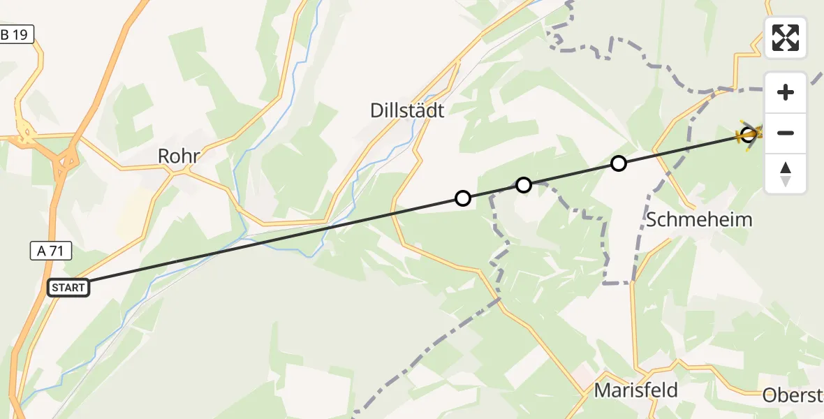Flugroute Rettungshubschrauber Rohr - Schmeheim, 11 Oktober 2026, 11:01