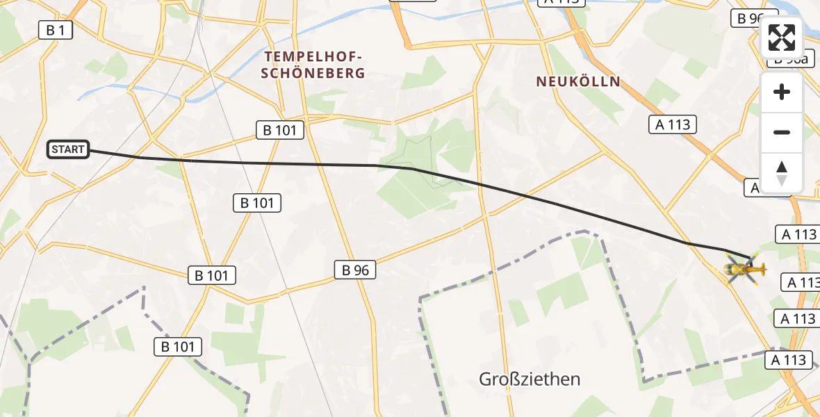 Flugroute Rettungshubschrauber Berlin - Berlin, 11 Oktober 2026, 11:17