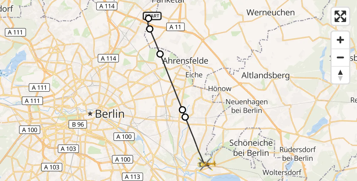 Flugroute Rettungshubschrauber Helios Clinic Berlin-Buch - Berlin, 11 Oktober 2026, 11:23