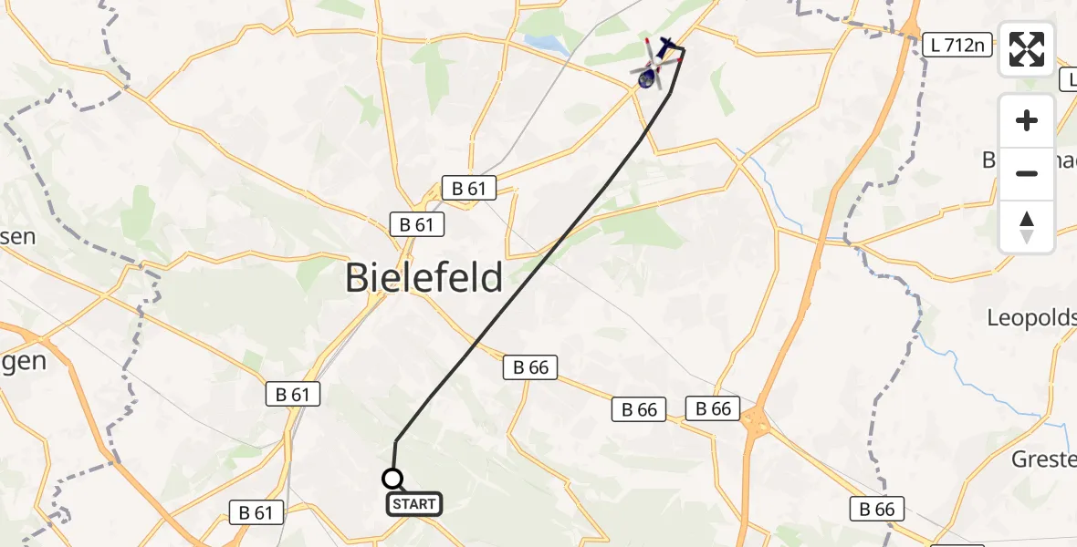 Flugroute Polizeihubschrauber Luftrettungszentrum Bielefeld - Bielefeld, 11 Oktober 2026, 15:16