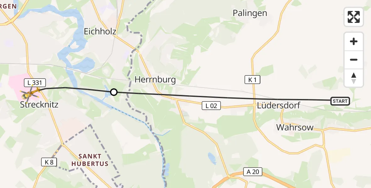 Flugroute Rettungshubschrauber Lüdersdorf - Lübeck, 11 Oktober 2026, 15:58