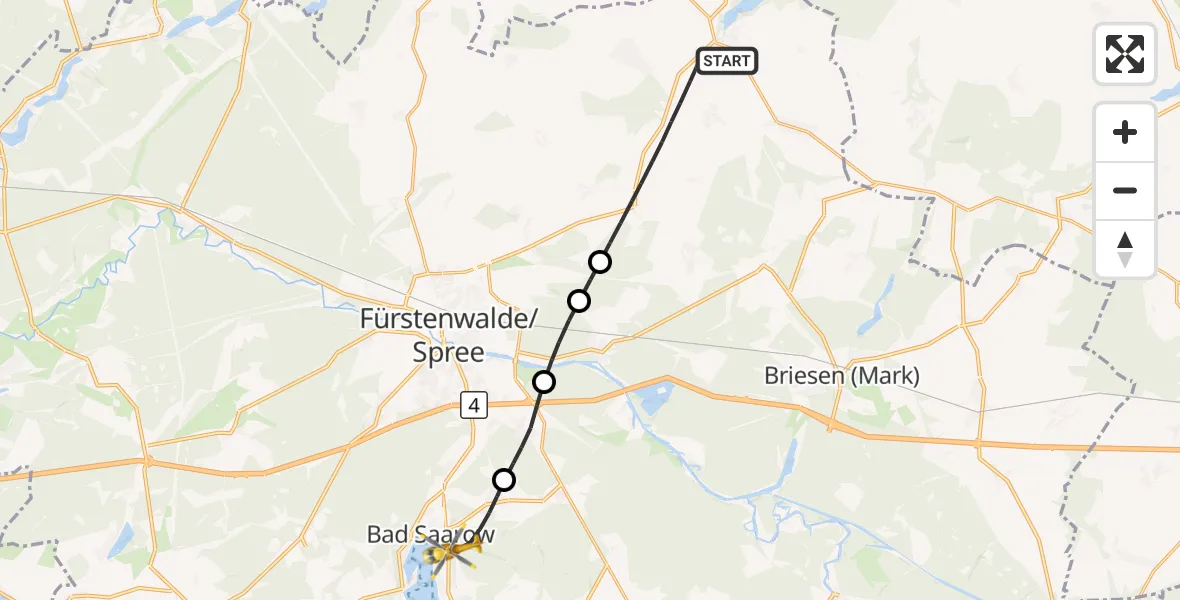 Flugroute Rettungshubschrauber Steinhöfel - Bad Saarow, 11 Oktober 2026, 16:10