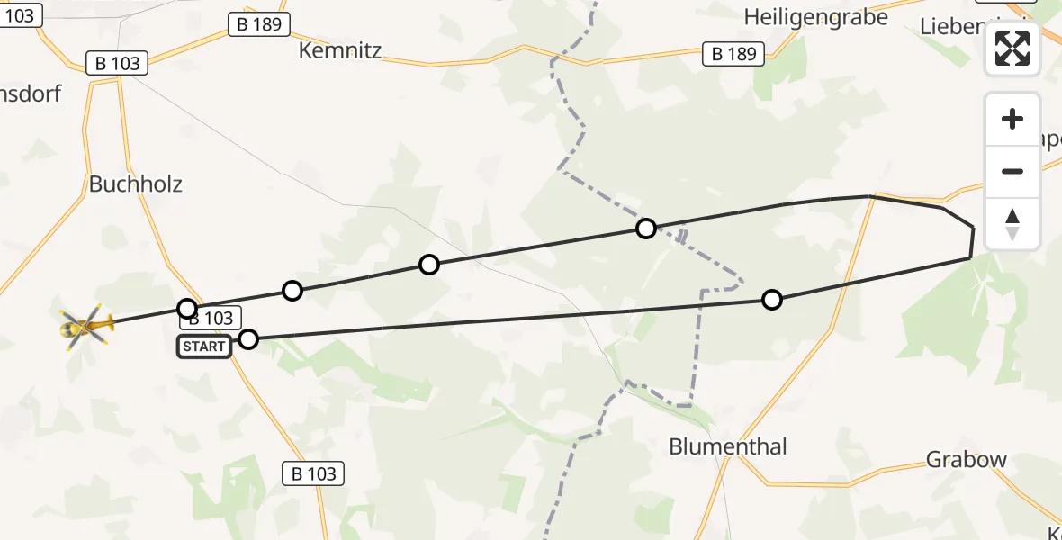 Flugroute Rettungshubschrauber Pritzwalk - Groß Pankow (Prignitz), 11 Oktober 2026, 16:28