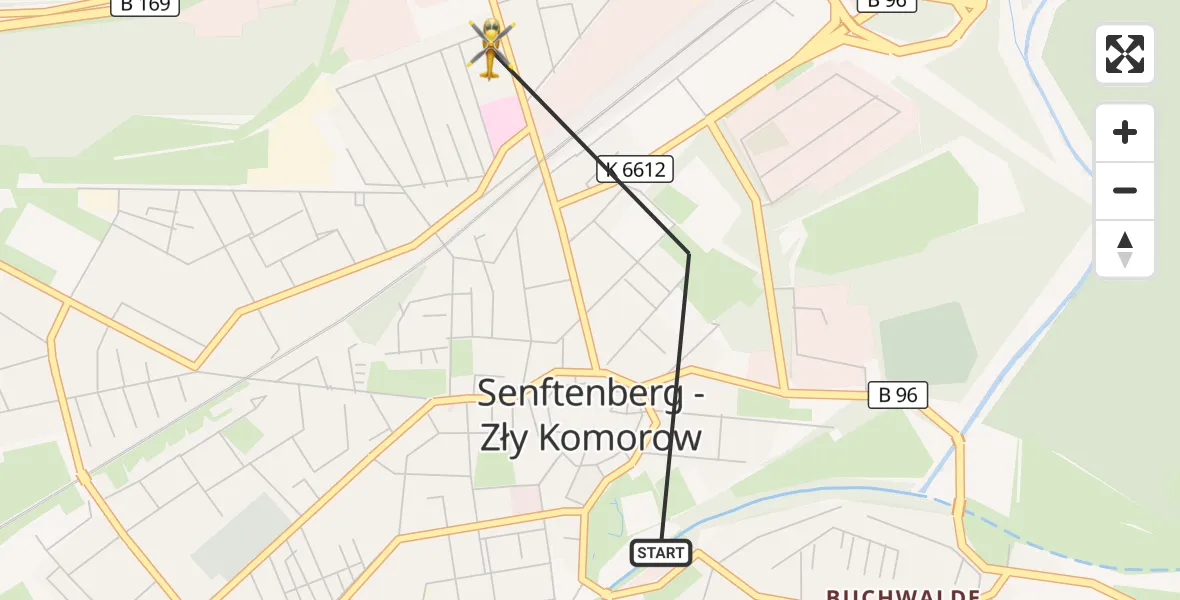 Flugroute Rettungshubschrauber Senftenberg - Senftenberg, 11 Oktober 2026, 16:31