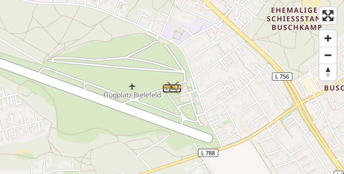 Flugroute Ambulanzhubschrauber Bielefeld Flughafen - Bielefeld Flughafen, 11 Oktober 2026, 16:33