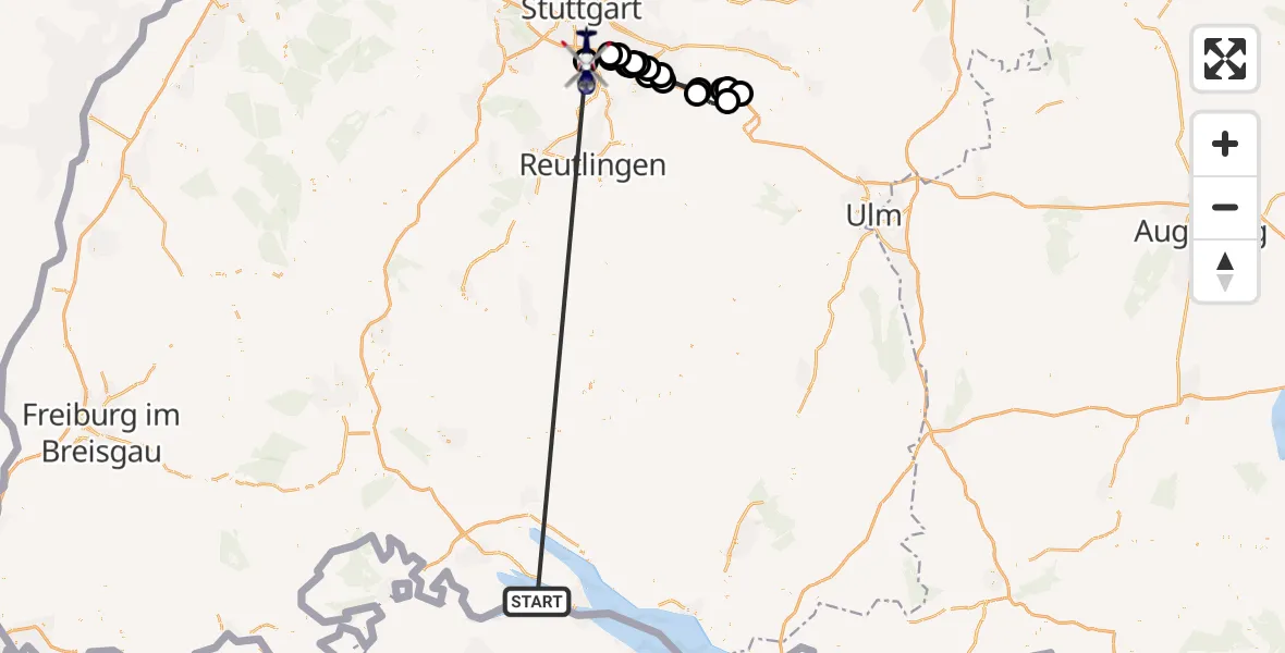 Flugroute Polizeihubschrauber Reichenau - Flughafen Stuttgart, 11 Oktober 2026, 18:14
