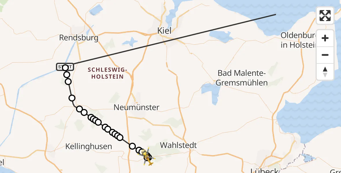 Flugroute Ambulanzhubschrauber Hörsten - Hartenholm Flugplatz, 11 Oktober 2026, 18:39