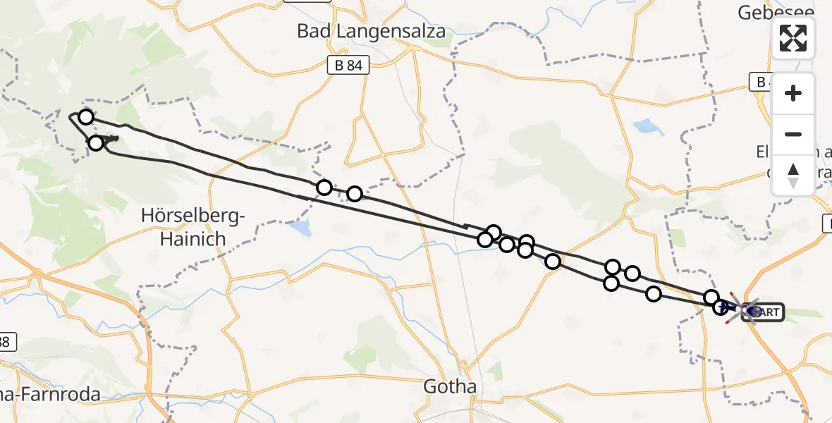 Flugroute Polizeihubschrauber Erfurt - Erfurt, 11 Oktober 2026, 19:53