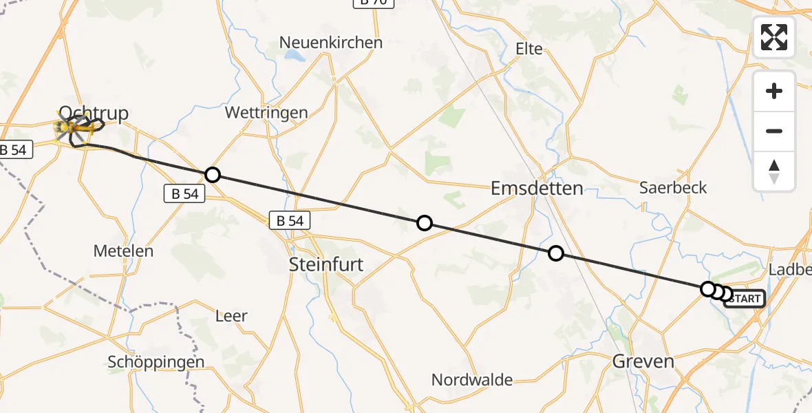 Flugroute Ambulanzhubschrauber Christoph  Westfalen-ADAC - Ochtrup, 11 Oktober 2026, 22:23