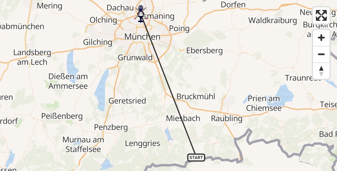 Flugroute Polizeihubschrauber Schliersee - Oberschleißheim, 12 Oktober 2026, 07:15