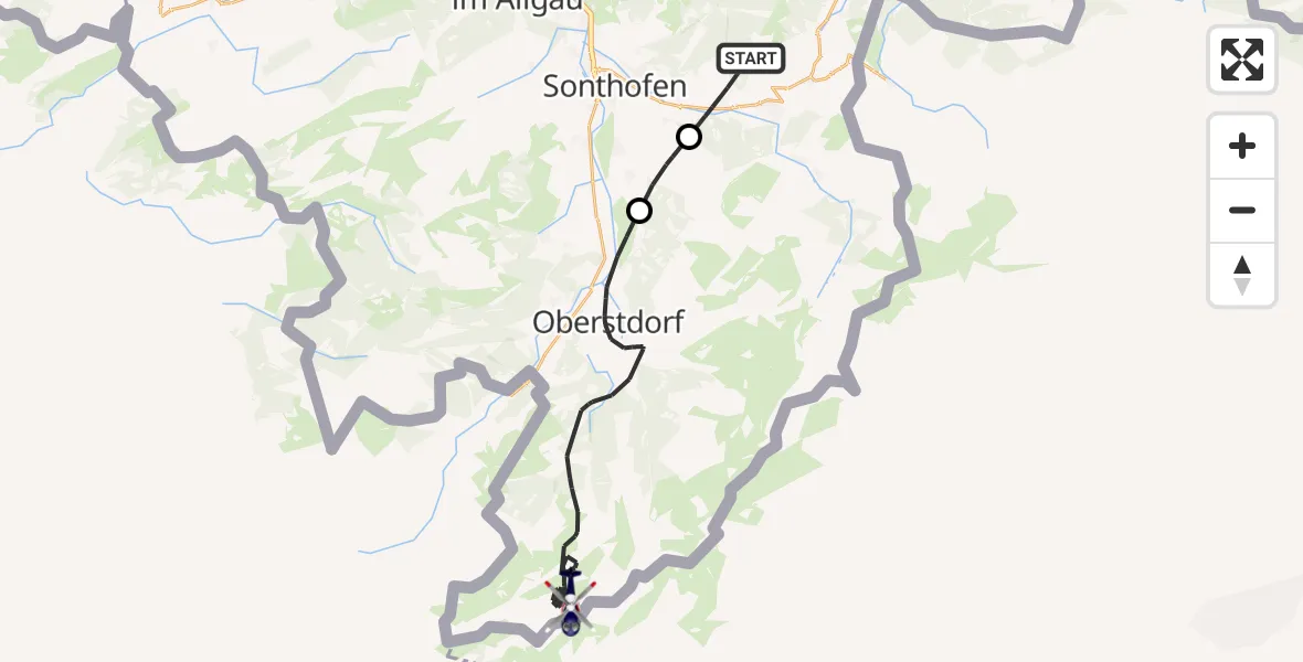Flugroute Polizeihubschrauber Bad Hindelang - Oberstdorf, 12 Oktober 2026, 08:03