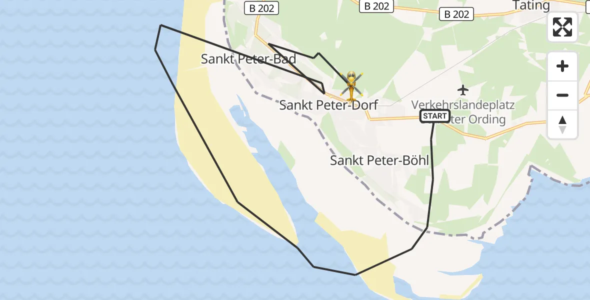 Flugroute Ambulanzhubschrauber Sankt Peter-Ording - Sankt Peter-Ording, 12 Oktober 2026, 08:04