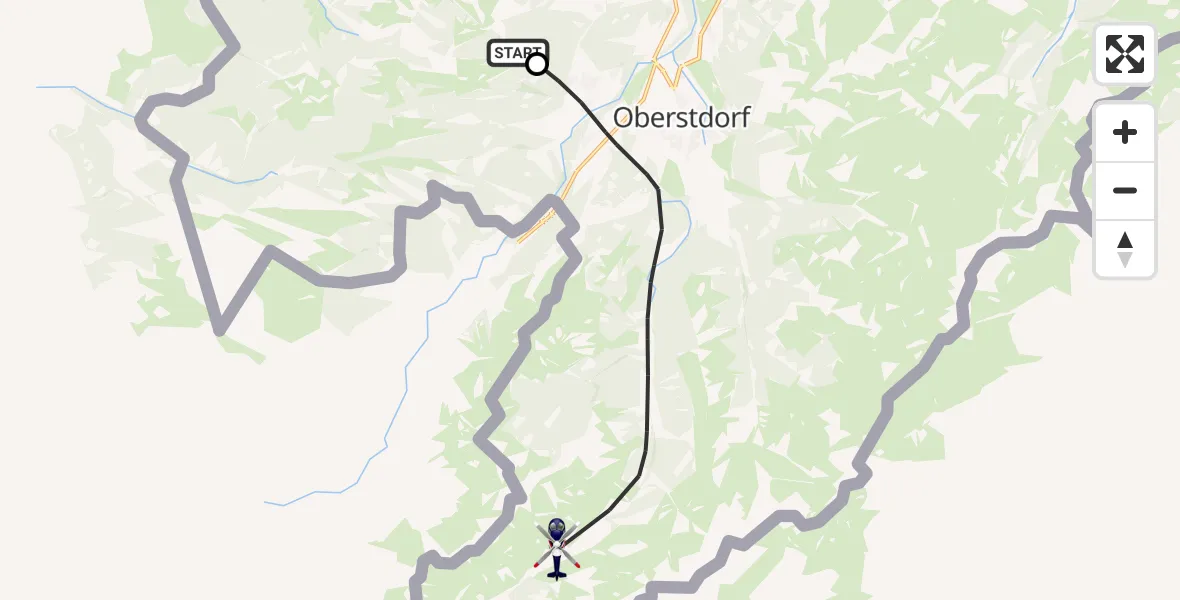 Flugroute Polizeihubschrauber Obermaiselstein - Oberstdorf, 12 Oktober 2026, 08:25