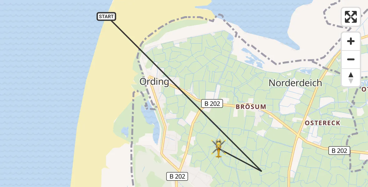 Flugroute Ambulanzhubschrauber Sankt Peter-Ording - Sankt Peter-Ording, 12 Oktober 2026, 08:38