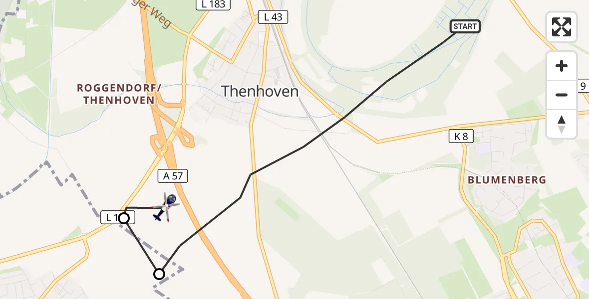 Flugroute Polizeihubschrauber Köln - Köln, 12 Oktober 2026, 08:40
