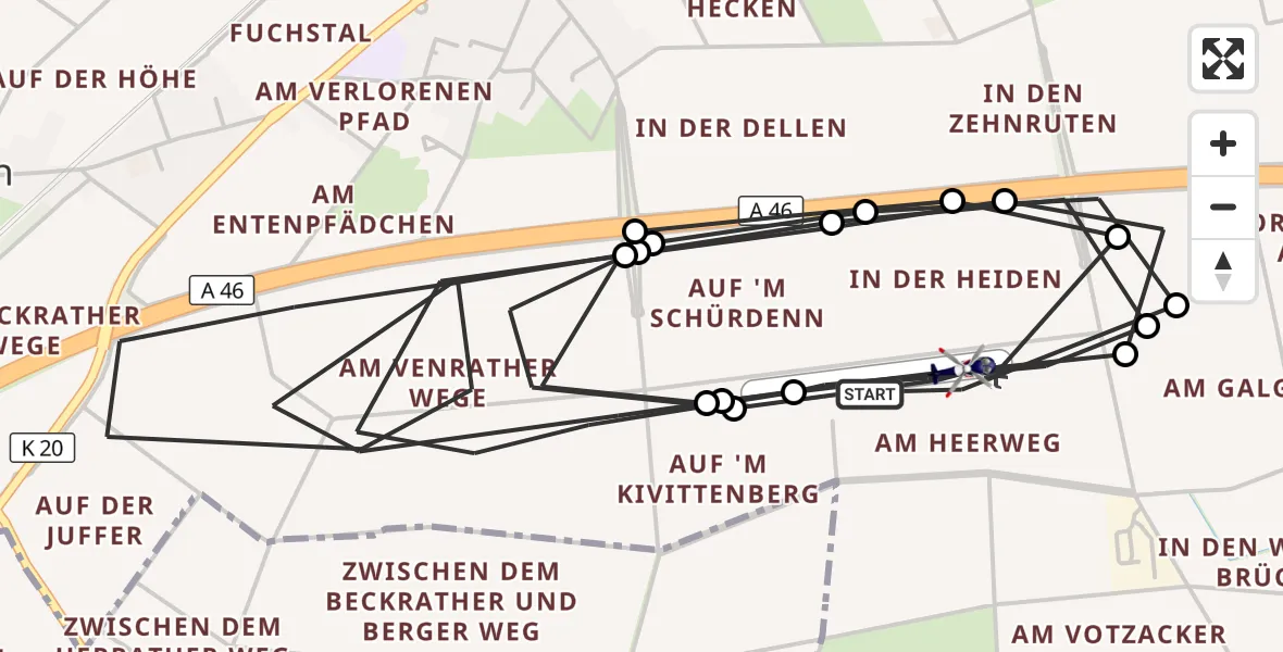Flugroute Polizeihubschrauber Wanlo Segelfluggelände - Wanlo Segelfluggelände, 12 Oktober 2026, 08:55