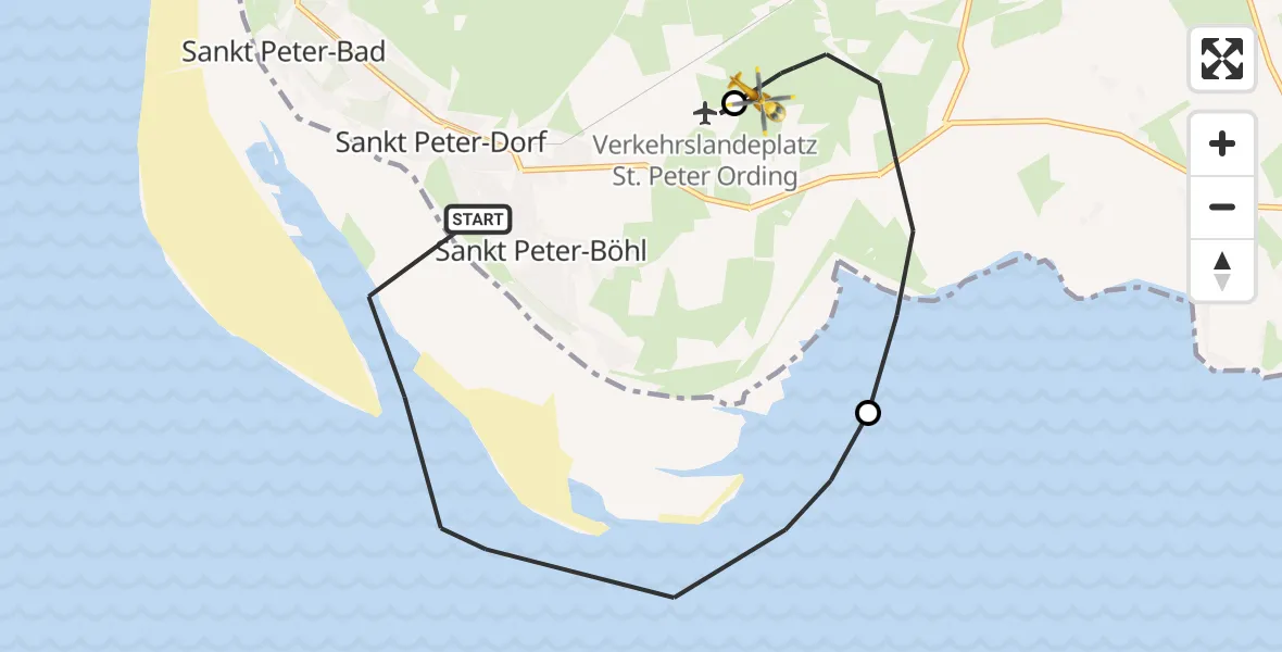 Flugroute Ambulanzhubschrauber Sankt Peter-Ording - Sankt Peter-Ording Flughafen, 12 Oktober 2026, 09:04