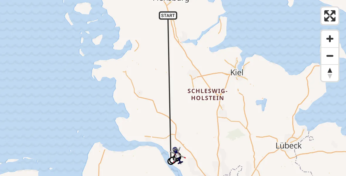 Flugroute Polizeihubschrauber Tarp - Elskop, 12 Oktober 2026, 09:11