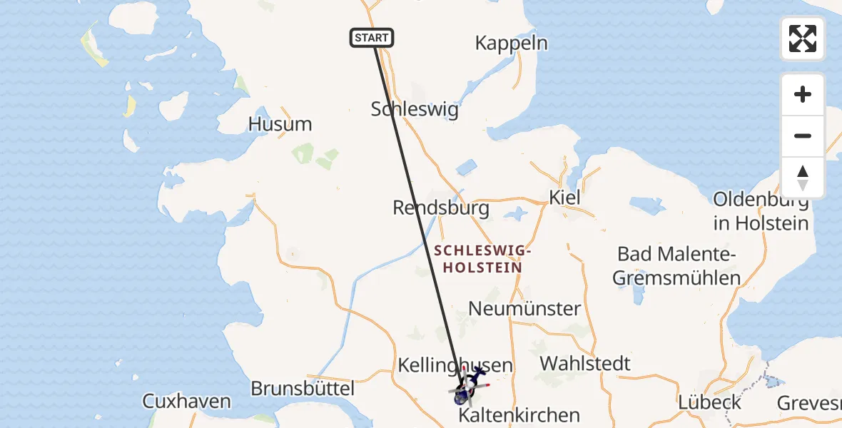 Flugroute Polizeihubschrauber Tarp - Mönkloh, 12 Oktober 2026, 09:30