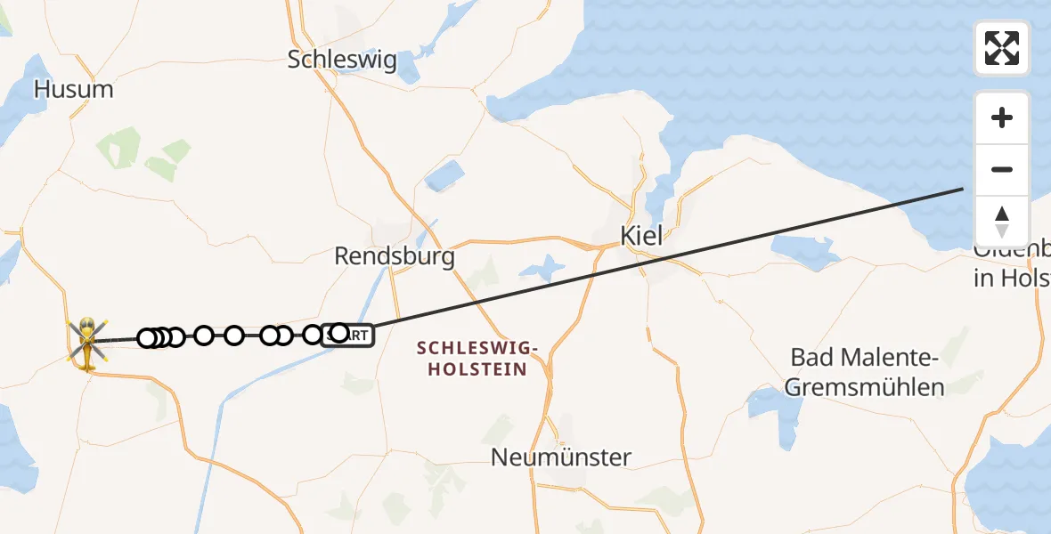 Flugroute Ambulanzhubschrauber Hörsten - Heide, 12 Oktober 2026, 09:33