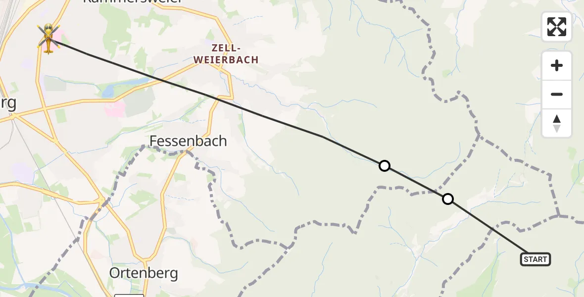 Flugroute Rettungshubschrauber Gengenbach - Offenburg, 12 Oktober 2026, 10:01