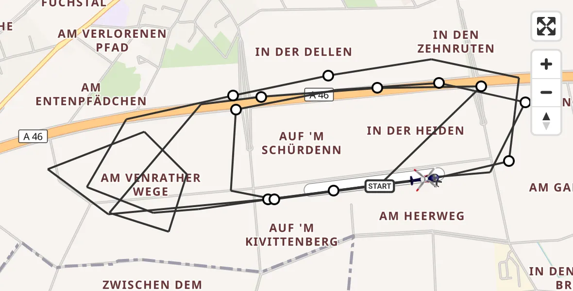 Flugroute Polizeihubschrauber Wanlo Segelfluggelände - Wanlo Segelfluggelände, 12 Oktober 2026, 10:14