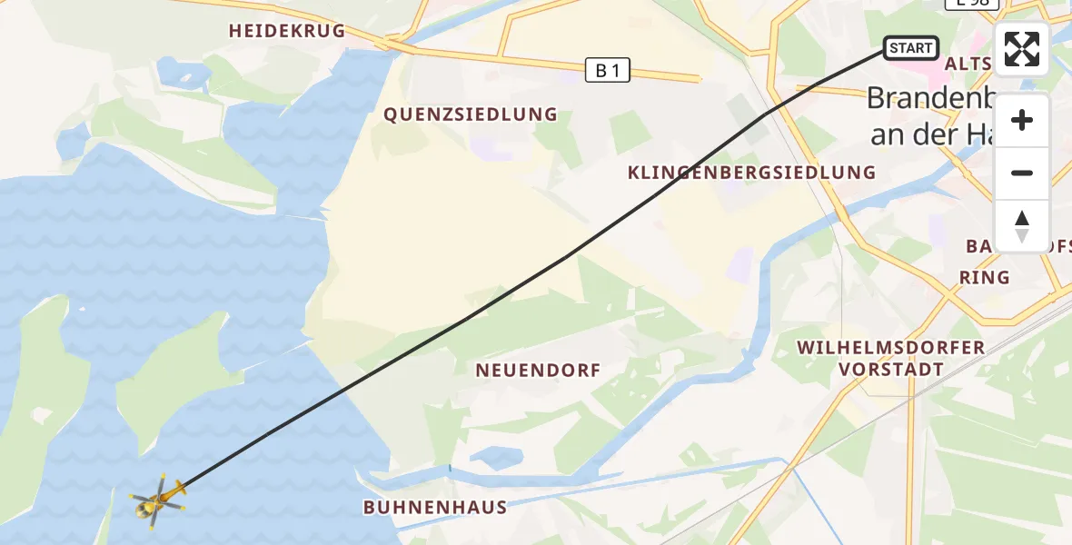 Flugroute Rettungshubschrauber Brandenburg an der Havel - Brandenburg an der Havel, 12 Oktober 2026, 10:15