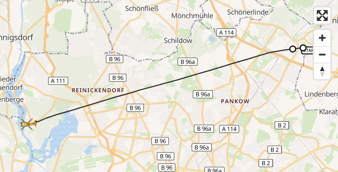 Flugroute Rettungshubschrauber Helios Clinic Berlin-Buch - Berlin, 12 Oktober 2026, 10:30