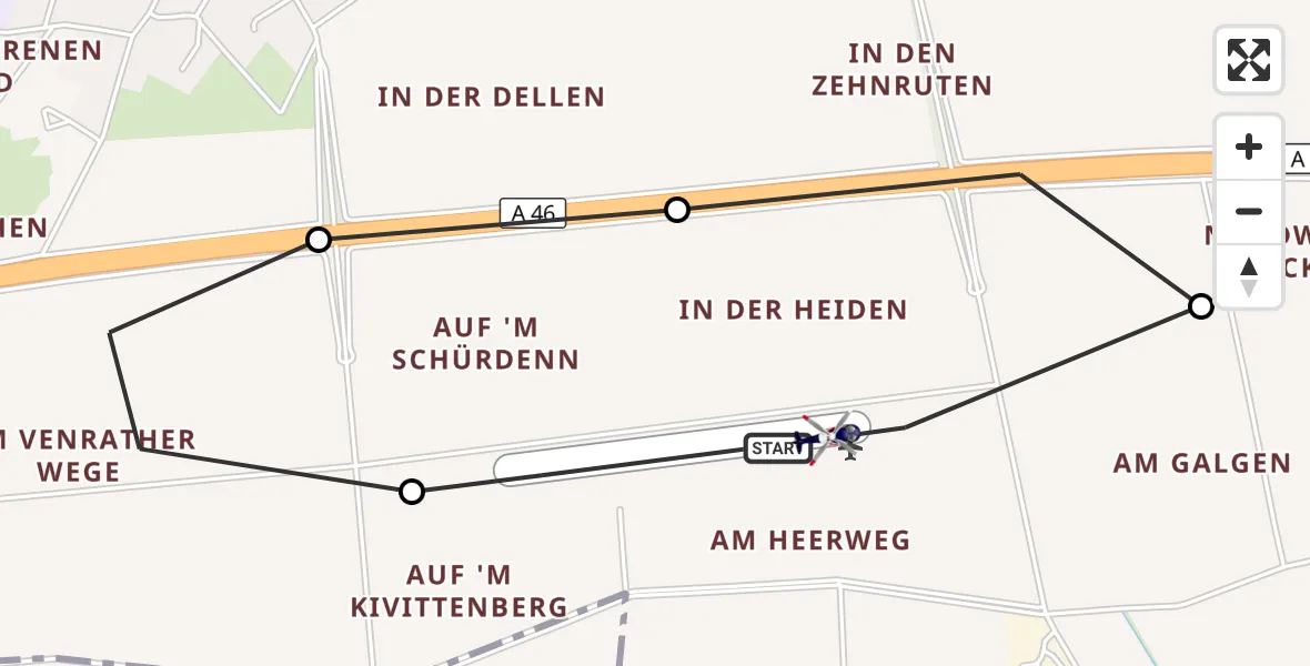 Flugroute Polizeihubschrauber Wanlo Segelfluggelände - Wanlo Segelfluggelände, 12 Oktober 2026, 10:42