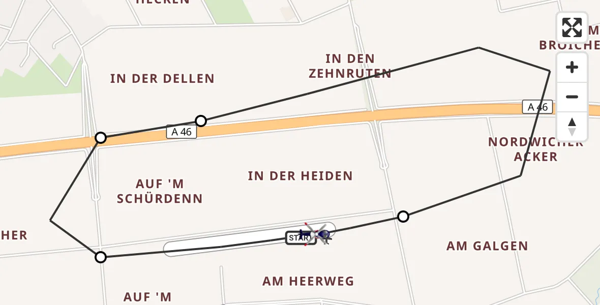 Flugroute Polizeihubschrauber Wanlo Segelfluggelände - Wanlo Segelfluggelände, 12 Oktober 2026, 10:46