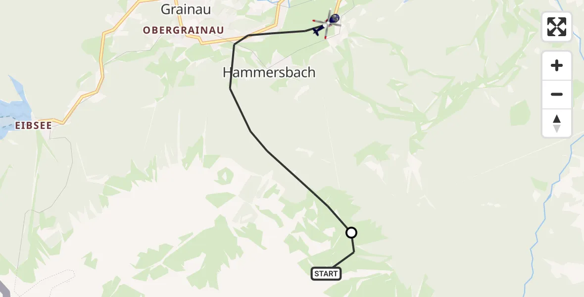 Flugroute Polizeihubschrauber Garmisch-Partenkirchen - Grainau, 12 Oktober 2026, 11:12