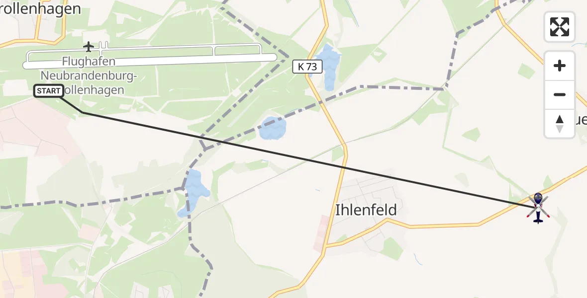 Flugroute Polizeihubschrauber Neubrandenburg Trollenhagen Flughafen - Neuenkirchen, 12 Oktober 2026, 11:58