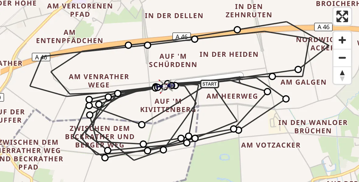 Flugroute Polizeihubschrauber Wanlo Segelfluggelände - Wanlo Segelfluggelände, 12 Oktober 2026, 12:33
