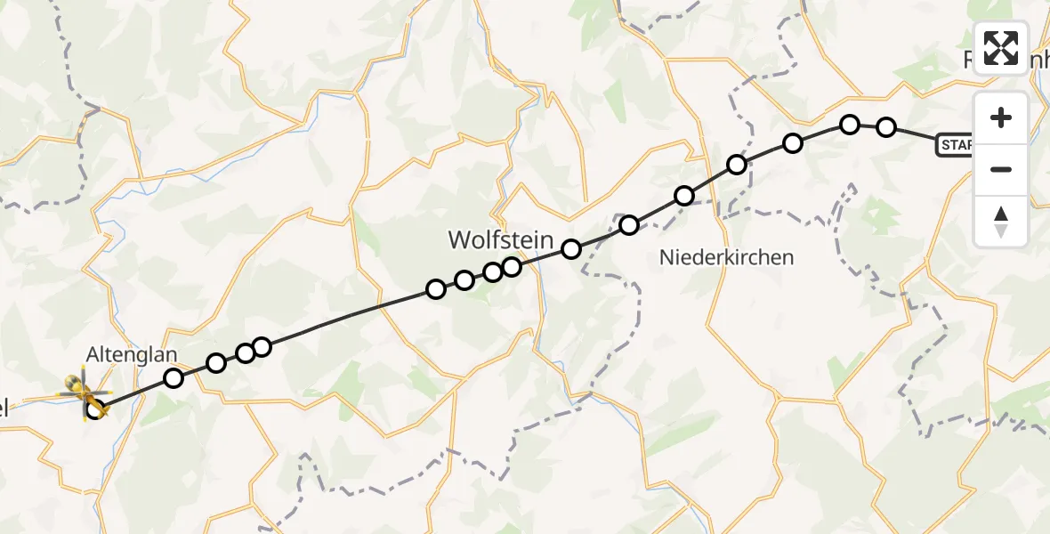 Flugroute Rettungshubschrauber Rockenhausen - Rammelsbach, 12 Oktober 2026, 12:44