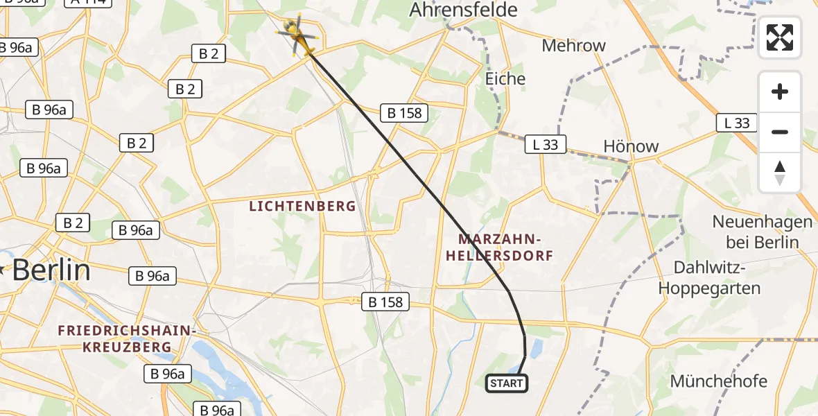 Flugroute Rettungshubschrauber Berlin - Berlin, 12 Oktober 2026, 12:46