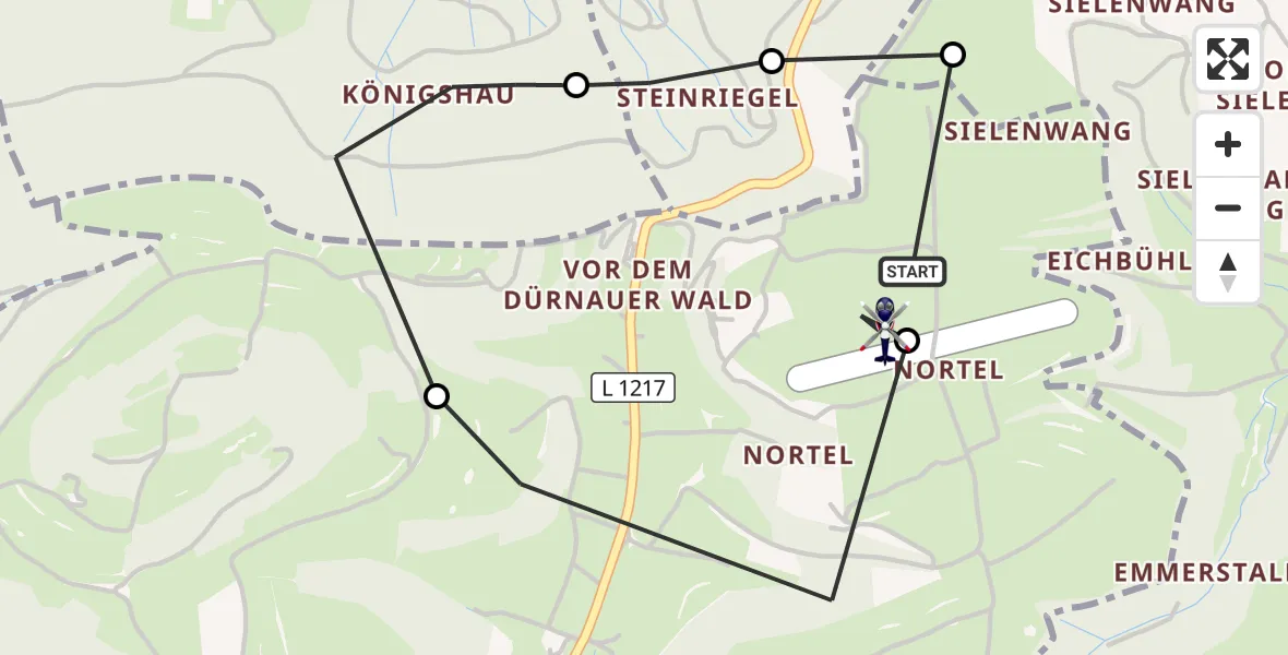 Flugroute Polizeihubschrauber Gruibingen-Nortel Flugplatz - Gruibingen-Nortel Flugplatz, 12 Oktober 2026, 12:56