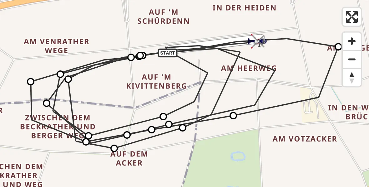 Flugroute Polizeihubschrauber Wanlo Segelfluggelände - Wanlo Segelfluggelände, 12 Oktober 2026, 13:04