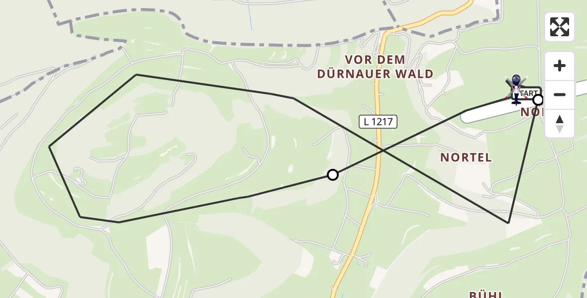 Flugroute Polizeihubschrauber Gruibingen-Nortel Flugplatz - Gruibingen-Nortel Flugplatz, 12 Oktober 2026, 13:25