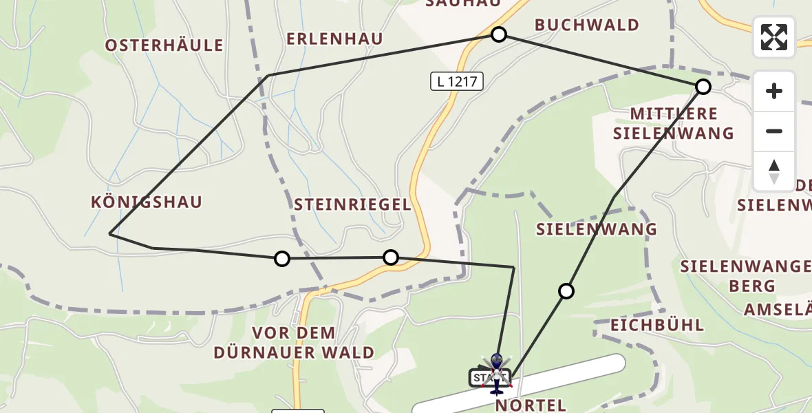 Flugroute Polizeihubschrauber Gruibingen-Nortel Flugplatz - Gruibingen-Nortel Flugplatz, 12 Oktober 2026, 13:33