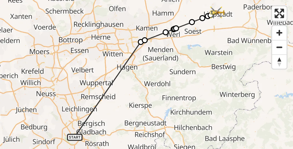 Flugroute Rettungshubschrauber Köln - Lippstadt, 12 Oktober 2026, 13:52