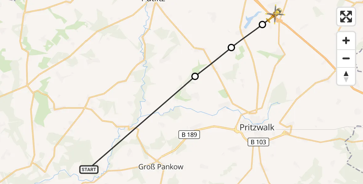 Flugroute Rettungshubschrauber Groß Pankow (Prignitz) - Gerdshagen, 12 Oktober 2026, 14:17