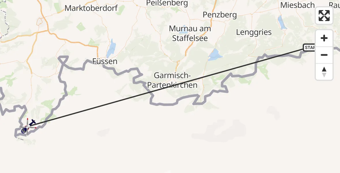 Flugroute Polizeihubschrauber Schliersee - Oberstdorf, 12 Oktober 2026, 14:18