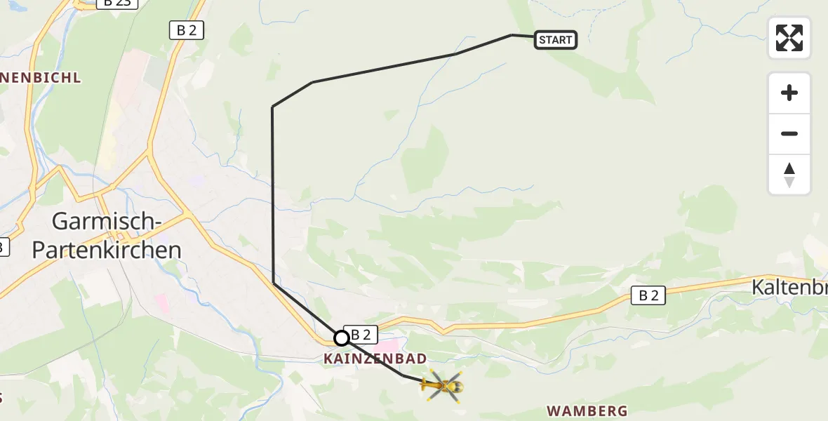 Flugroute Rettungshubschrauber Garmisch-Partenkirchen - Garmisch-Partenkirchen, 12 Oktober 2026, 14:28